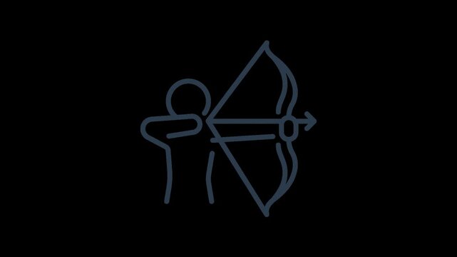 Archer pulling bowstring aiming arrow icon animation archery sport