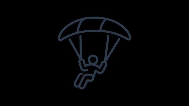paragliding icon animation line art extreme sports adventure travel