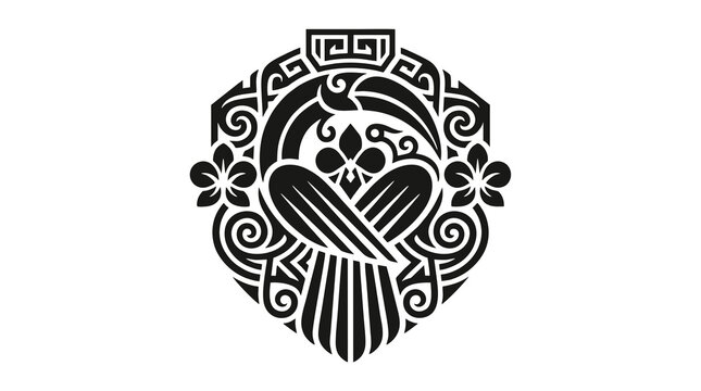 Hornbill Bird and Black Orchid Kalimantan Abstract