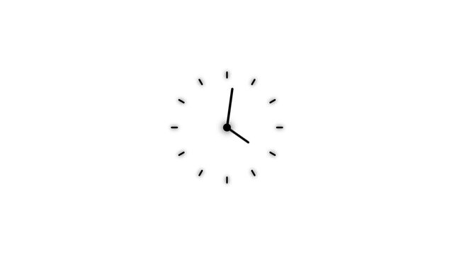 Clock icon flat style 24 hours day fast speed with moving timer clock icon animation on screen white background