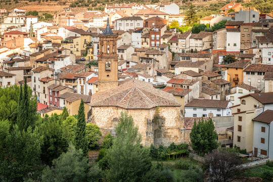 The church and village of Arnedillo in the Rioja region of Spain famous for it's thermal baths