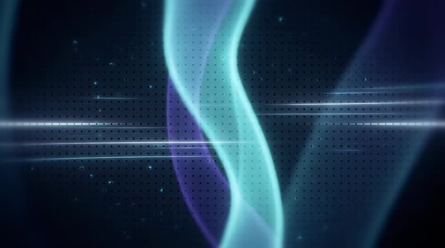 Abstract blue and purple glowing light waves
