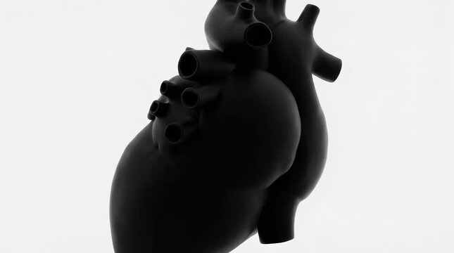 Anatomical human heart model zooming in on white background