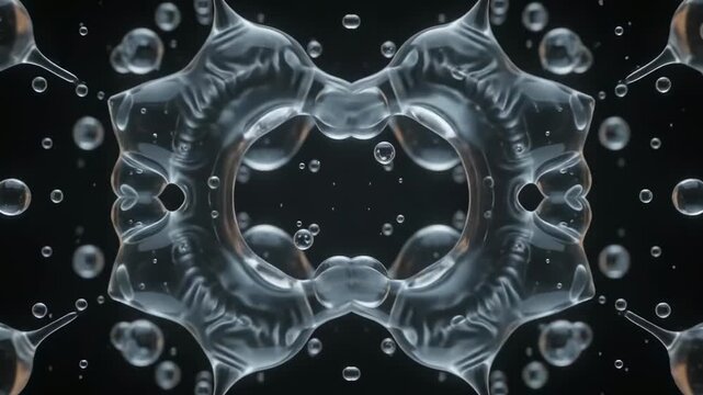 Slow motion soap bubble formation in water with intricate patterns