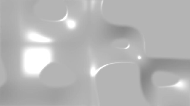 White liquid fluid abstract background animation. Modern 3D glossy metallic wave motion loop. Smooth plastic surface topo backdrop.