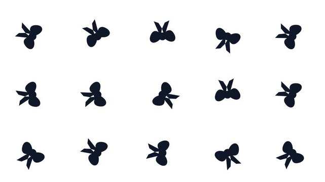E-commerce Retail Ribbon Bow Icon Grid Spinning Slowly On White