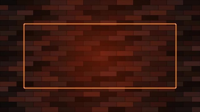 Double Neon Frame Reveal Brick Wall Texture Background
