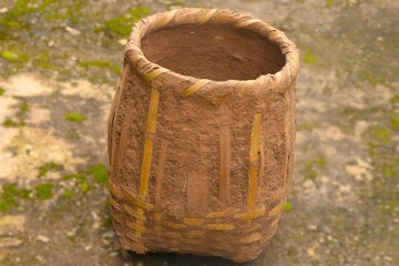 Naklejka premium Large Handmade Bamboo Basket for Traditional Household Use