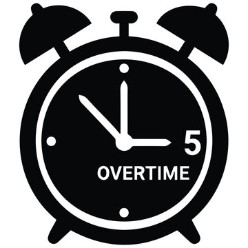 Overtime alarm clock vector illustration for extended work hours and extra time.