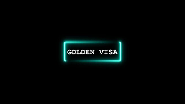 Businessman Presenting a Golden Visa Card.Glowing neon rectangle and text golden visa card .4k motion graphics video