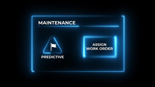 neon Interacting with Predictive Maintenance Work Order Interface.4k motion graphics video