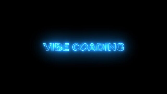 Vibe Coding Neon Text on Computer Screen programming.4k motion graphics video