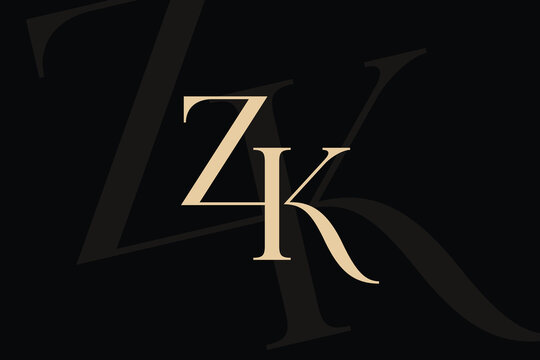 ZK or KZ letter logo icon design. Classic style luxury initials monogram.
