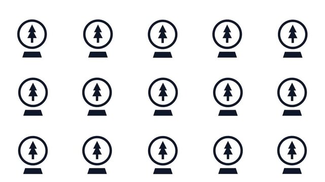 Christmas Holiday Snow Globe Icon Grid Minimalist Outline Shaking