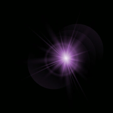 A vibrant purple lens flare effect against a dark black background creating a dramatic visual.