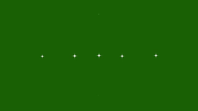 Twinkling Stars Sparkle Animation with Glowing White Cartoon Doodles, Fast Glitter Motion, Flat Vector Style, Blinking Shine Bursts, Green Screen Background, Seamless Festive Loop 4k video