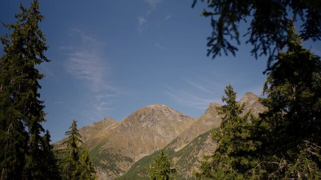 rocky mountain peak italian alps in valle d'aosta with clear blue sky, 4k