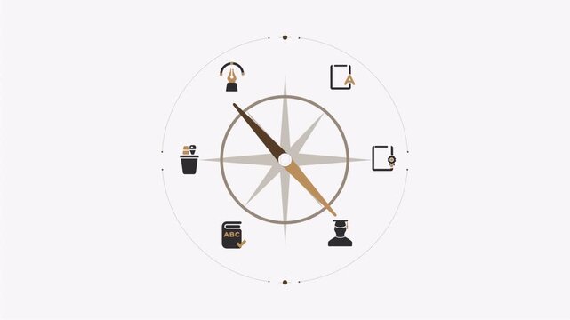 Business Compass Infographic with Interactive Digital Icons and Animated Navigation Elements.