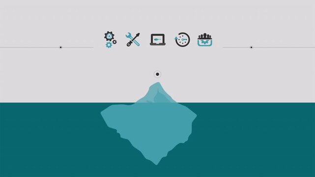 Business Concept Illustration Featuring An Iceberg Graphic With Professional Icon Elements.