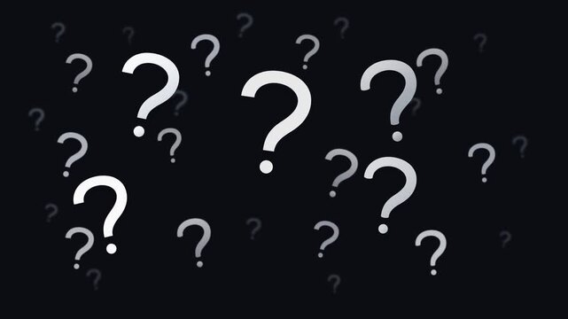 Floating Question Marks Abstract Motion Graphics Background, Seamless Loop 2D Vector Animation with Transparent Alpha Channel