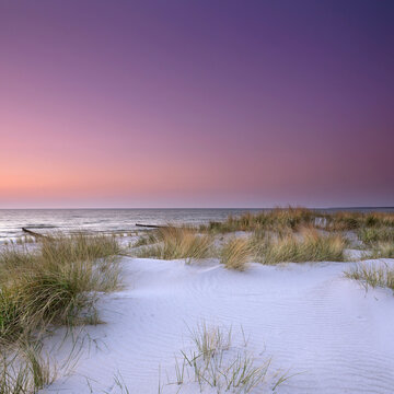 sunset on the beach in fall season