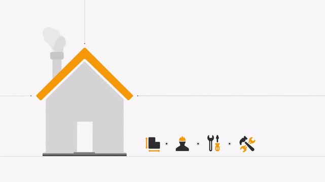 Minimalist Home Renovation and Construction Concept Infographic Animation.