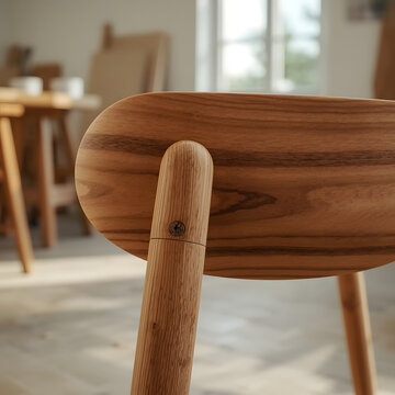 Close Up of Handcrafted Wooden Chair Joinery Detail