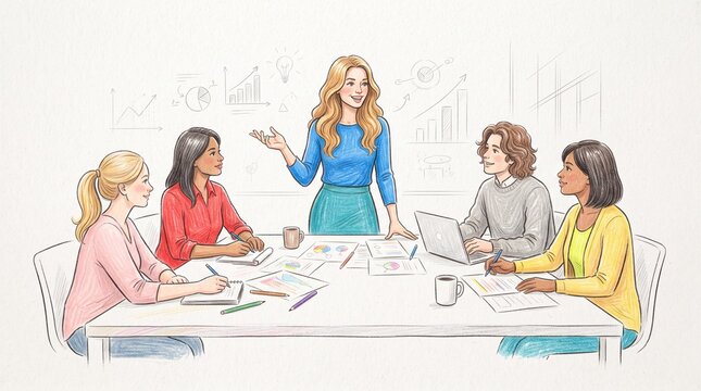 Collaborative Group of Business Professionals and Students Working Together as a Team