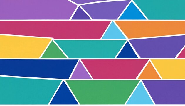 Colorful abstract geometric mosaic background with mixed trapezoid and triangle shapes geometric pattern triangle design multicolored background modern texture pattern illustration vibrant art