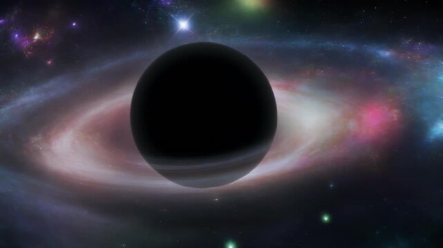 Abstract cosmic scene with blurred celestial objects and dark background
