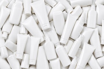 Obraz premium Sunscreen Background. Toiletries Background.