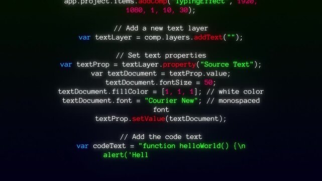 Programming Code Typing on Screen. Typing Code Animation