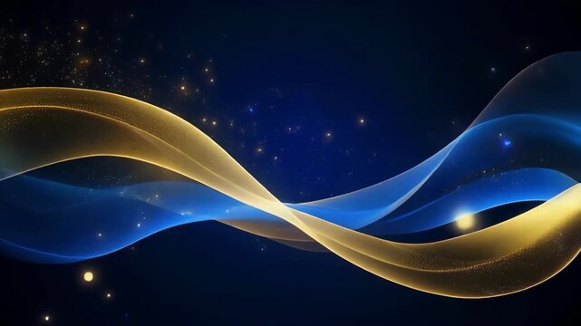 Abstract flowing waves with gradient colors and dotted light patterns
