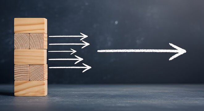 Stacked cardboard boxes with arrows pointing right