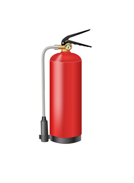 ABC Dry Powder Fire Extinguisher Realistic Safety Equipment. Essential firefighting tools and emergency protection gear shown in detailed vector format.