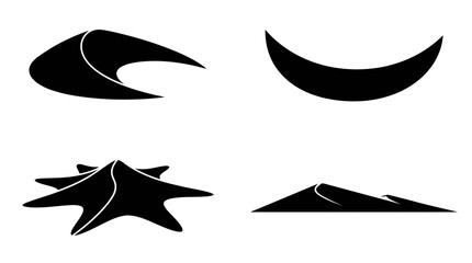 Naklejka premium Desert sand dune silhouette icon set