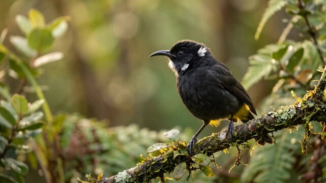 kauai bird close up at morning light in kauai hawaii tropical forest video