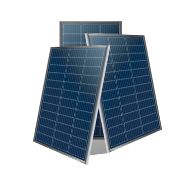 Photovoltaic solar panel energy module with detailed cell structure generating renewable energy from sun rays, isolated 3D vector illustration perfect for green technology presentations.
