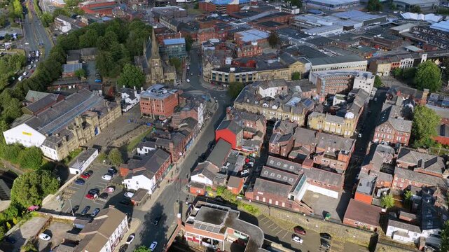 Aerial Video of Bury Town Centre Marketplace and Surrounding District