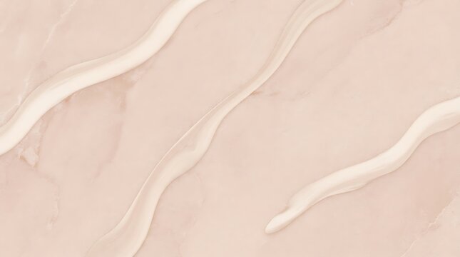 Creamy white paint swirls on a smooth light pink marble stone background