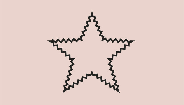 Jagged five-pointed star silhouette with a sharp sawtooth border drawn on a soft pale pink background.
