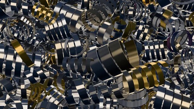 Metal Shavings Macro, Steel Chips Turning with Temper Colors, Seamless Loop 4K