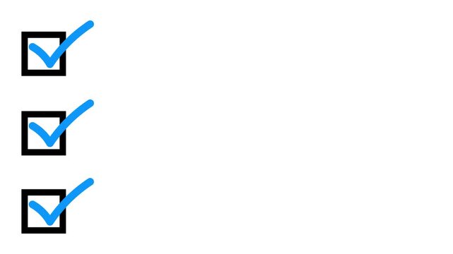 Checklist with Blue Tick Marks and Empty Copy Space on White Background
