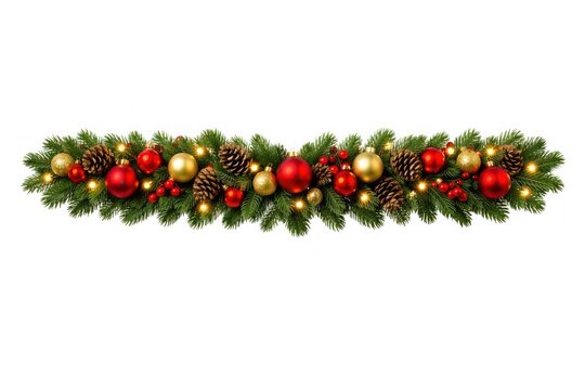Festive Christmas garland with pinecones, ornaments, and berries