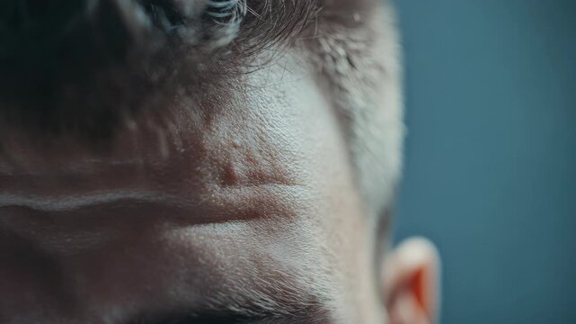 Extreme Close-up of a Man's Face with Detailed Skin Texture