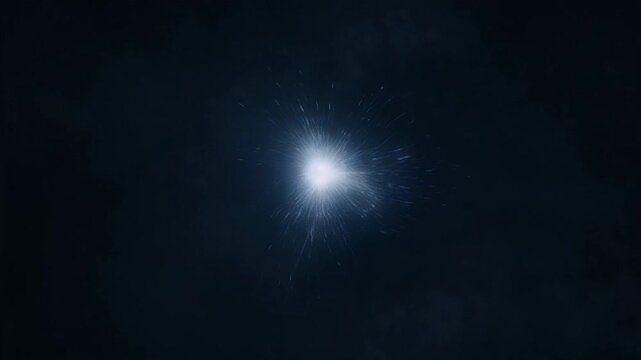 Glowing light trail moving through dark space