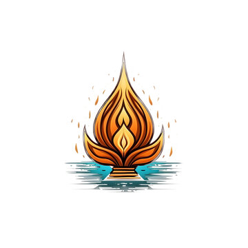 Bonfire Flame Icon with Floating Spiritual Fire Symbol for Quantum Energy Concept Isolated to Transparent Background