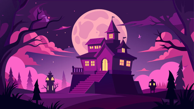 halloween background with haunted house