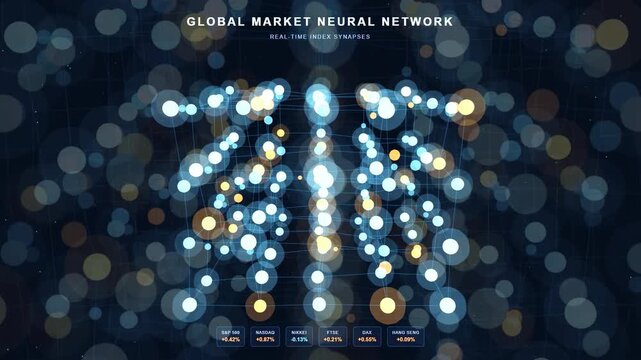 Abstract Digital Neural Network Visualization Representing Global Market Data and Artificial Intelligence Connectivity