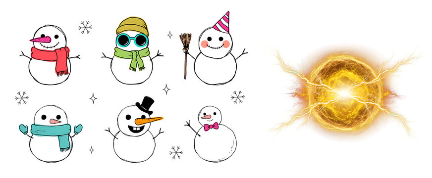 Cute pixel art snowmen and gold coin